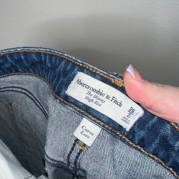 Abercrombie & Fitch Curve Love The Skinny High Rise Jeans Dark Wash Blue Size 26 - Picture 3 of 8